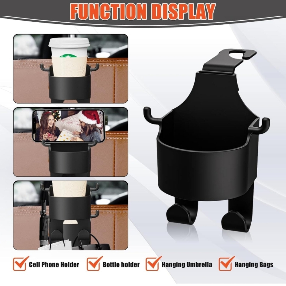 NEW Multifunctional Black Car Holder, For  Cups, Cell Phone, Purse Or Umbrella